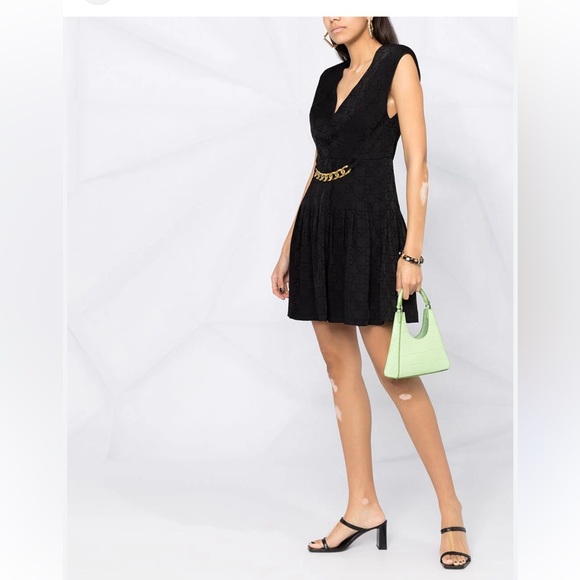 Sandro Aurea Chain-Embellished Satin Jacquard Dress - Picture 1 of 8